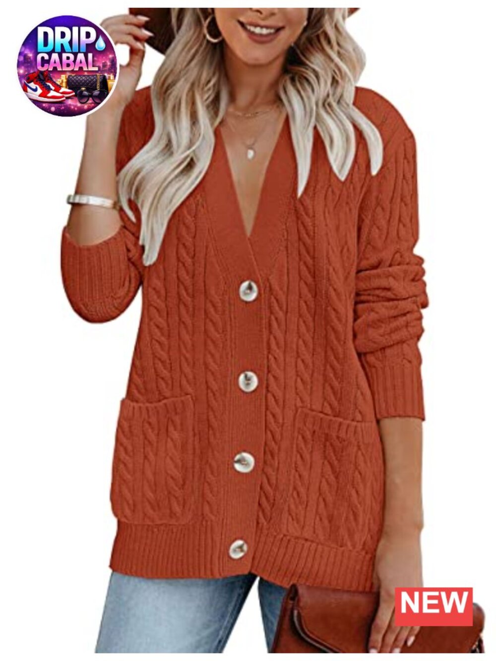 Cable Knit Button Up Oversized Light Cardigan Sweater